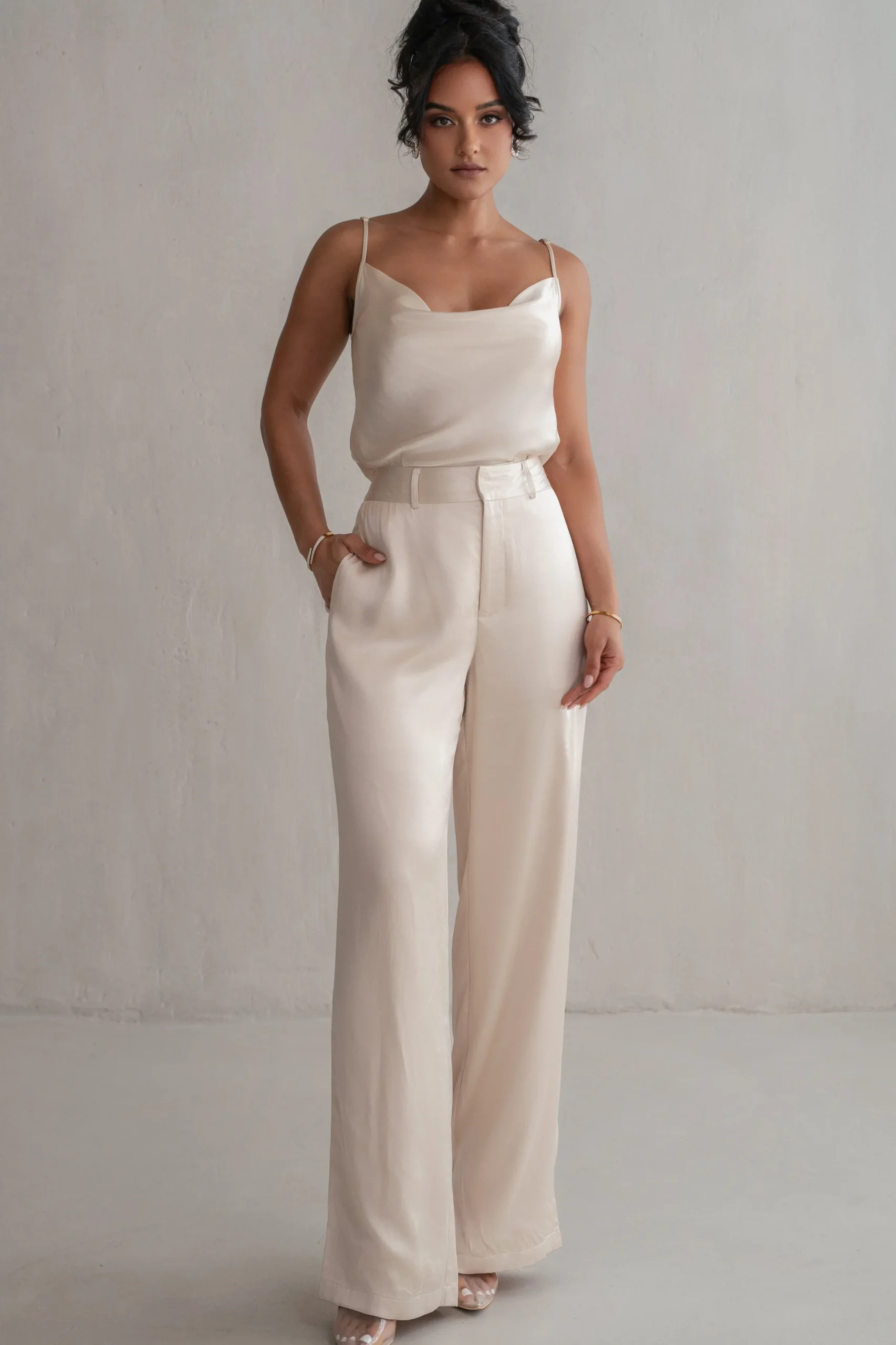 JLUXLABEL Champagne Amour Satin Top