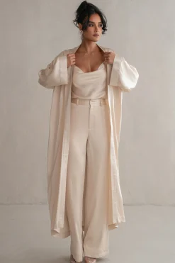 JLUXLABEL Champagne Forever And Always Satin Robe