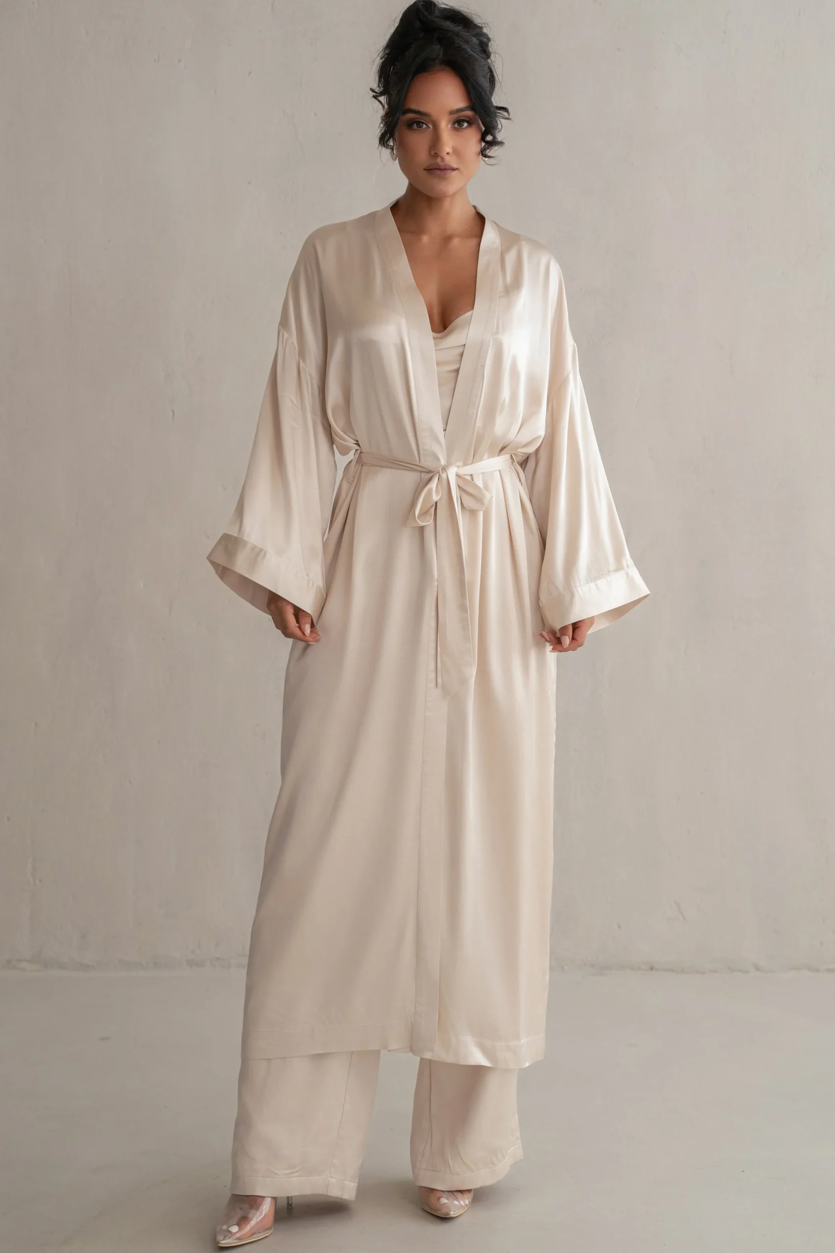 JLUXLABEL Champagne Forever And Always Satin Robe