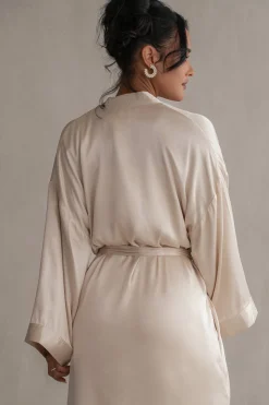 JLUXLABEL Champagne Forever And Always Satin Robe