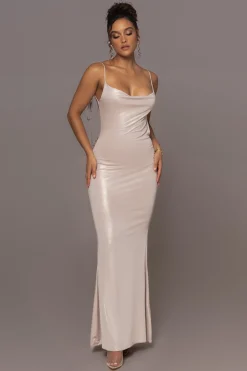 JLUXLABEL Champagne Heart of Gold Maxi Dress