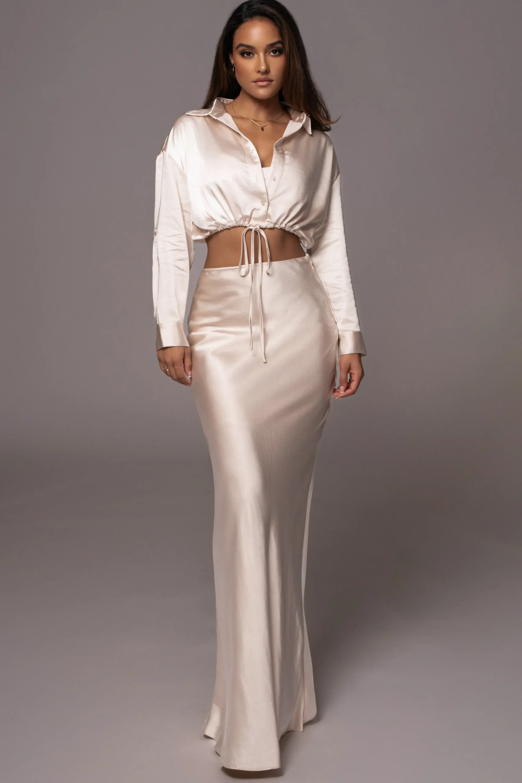 JLUXLABEL Champagne Kiah Button Up Top