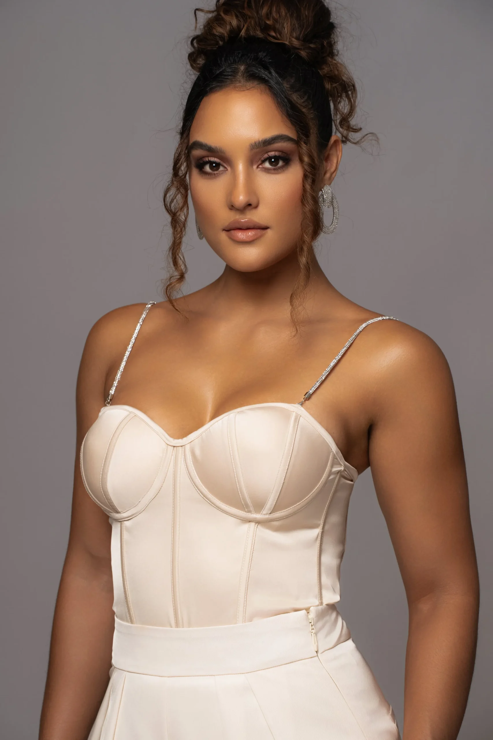 JLUXLABEL Champagne Leo Matte Satin Bustier
