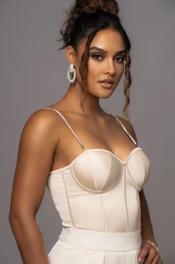 JLUXLABEL Champagne Leo Matte Satin Bustier