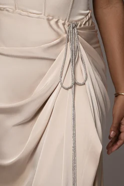 JLUXLABEL Champagne Olea Satin Skirt