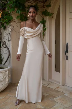 JLUXLABEL Champagne One And Only Satin Dress
