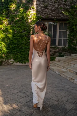 JLUXLABEL Champagne Promise Of Love Satin Dress