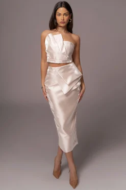 JLUXLABEL Champagne Reception Pleated Midi Skirt