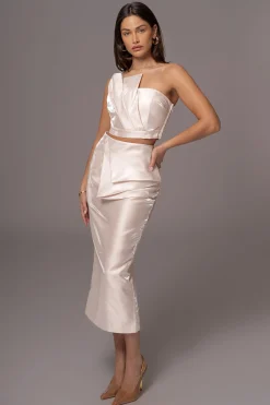 JLUXLABEL Champagne Reception Pleated Midi Skirt