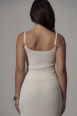 JLUXLABEL Champagne Serena Ribbed Skirt Set