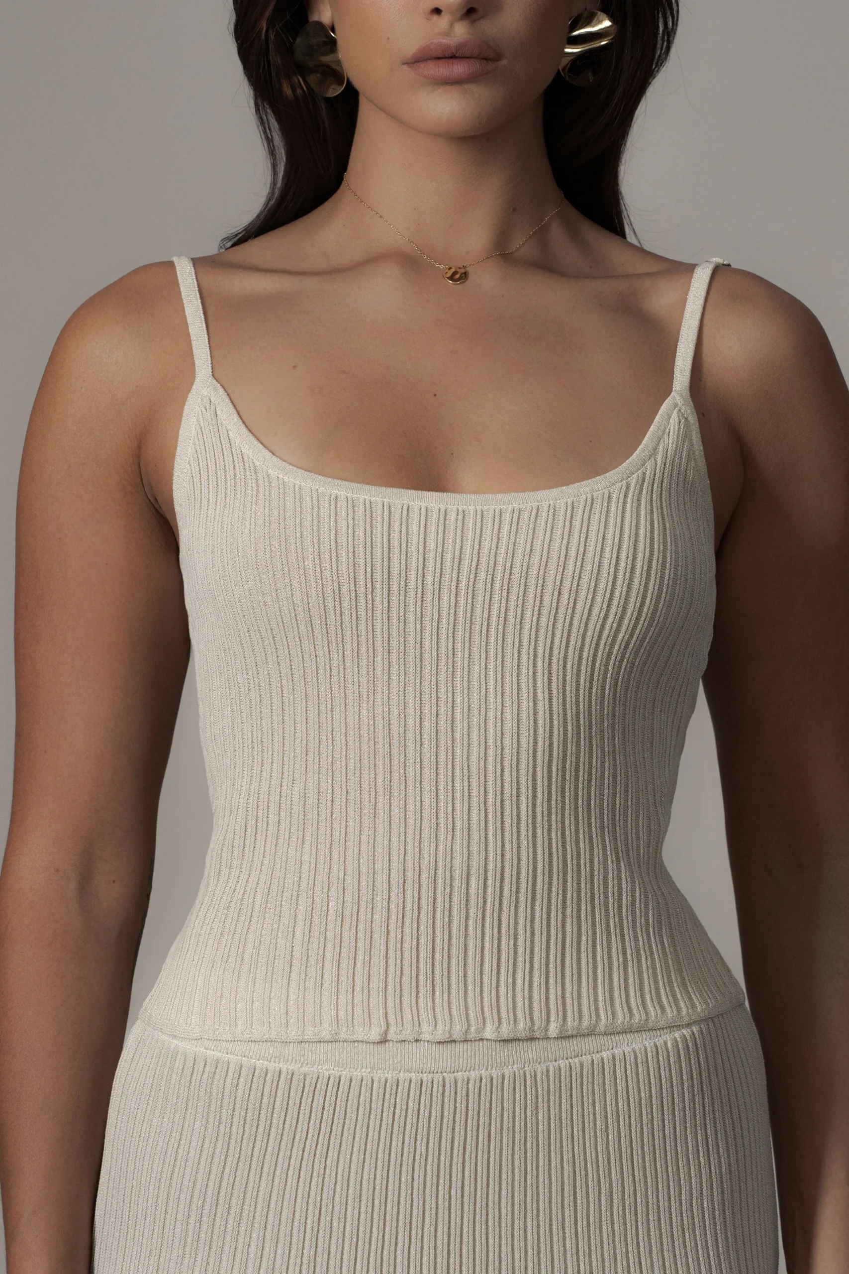 JLUXLABEL Champagne Serena Ribbed Skirt Set