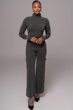 JLUXLABEL Charcoal Chelsey Knit Pant Set
