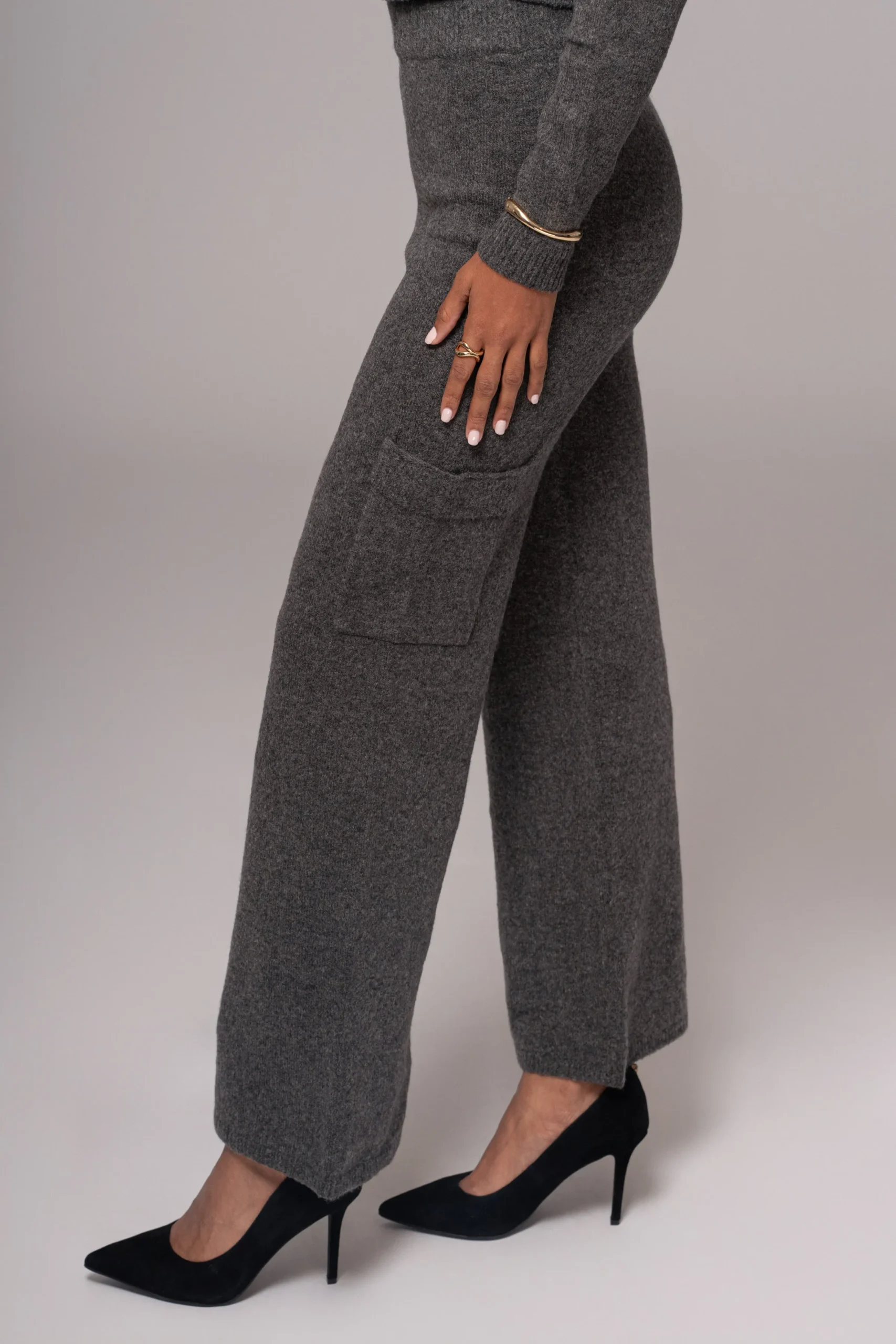JLUXLABEL Charcoal Chelsey Knit Pant Set