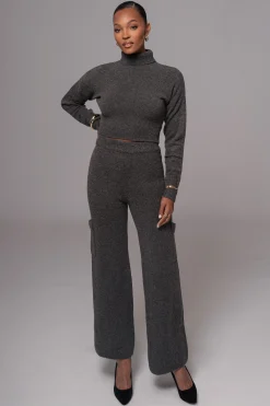 JLUXLABEL Charcoal Chelsey Knit Pant Set