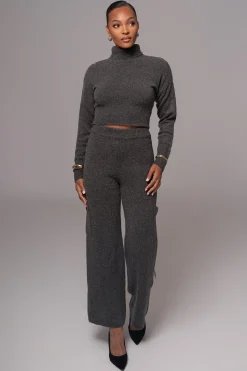 JLUXLABEL Charcoal Chelsey Knit Pant Set
