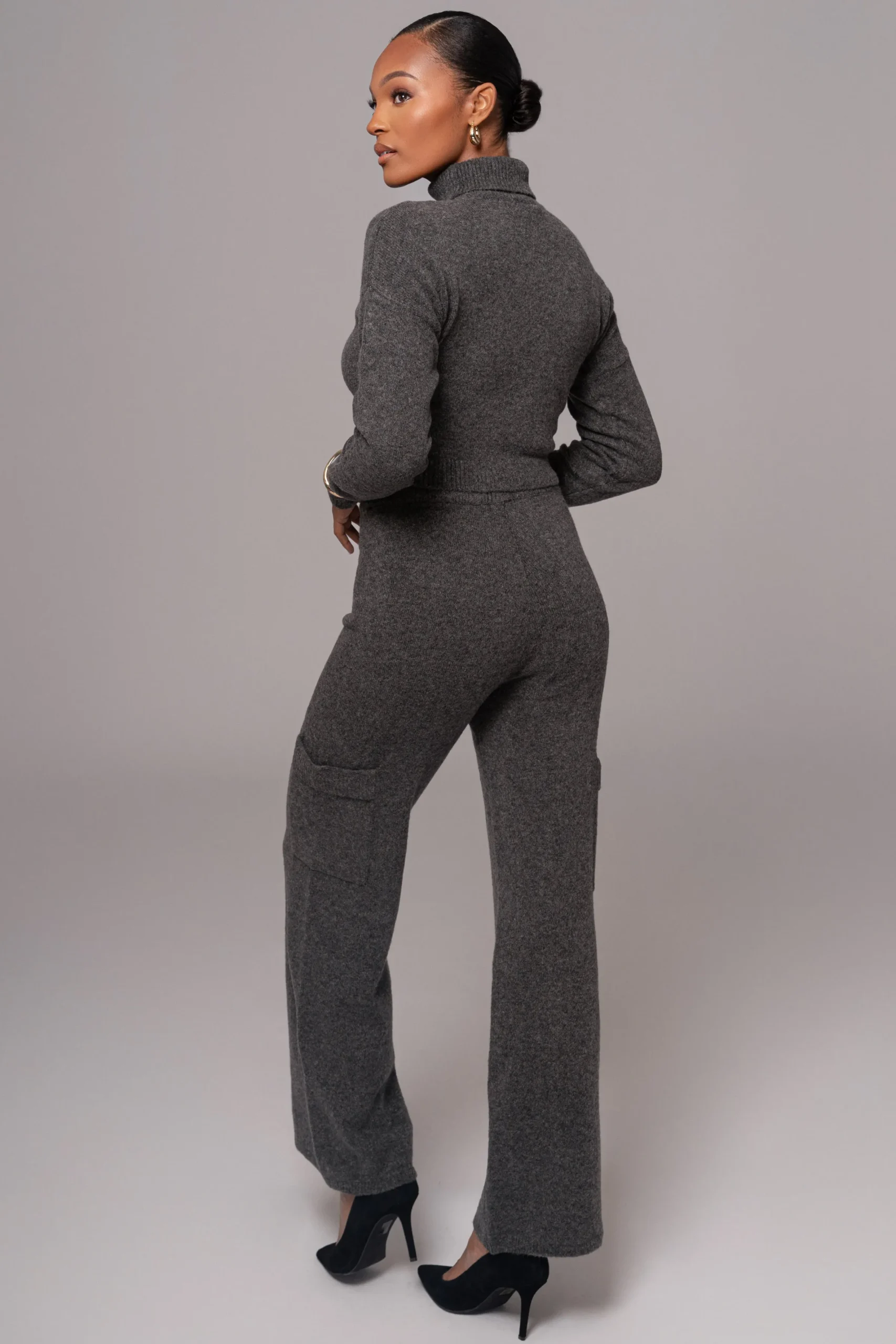 JLUXLABEL Charcoal Chelsey Knit Pant Set