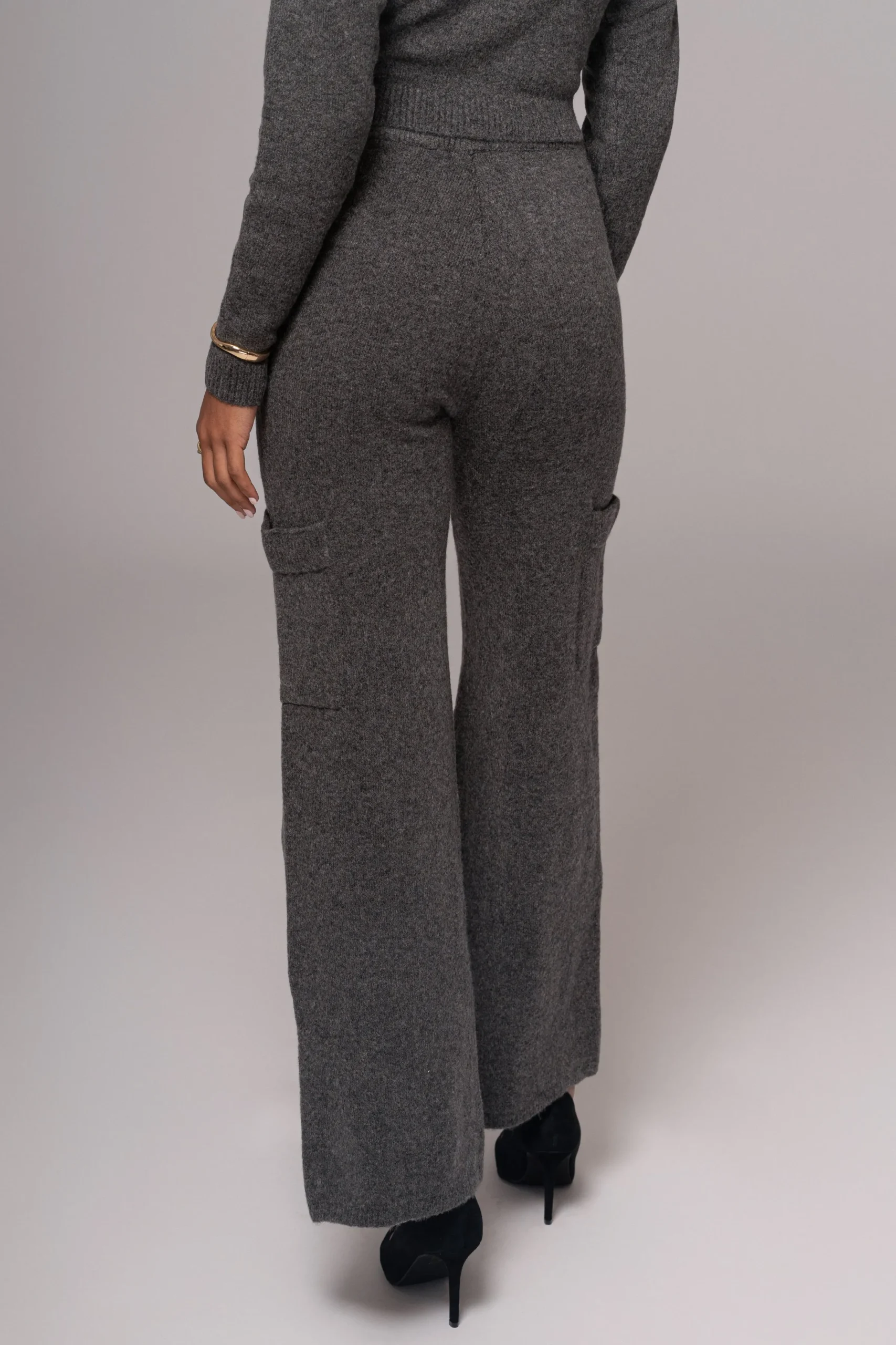 JLUXLABEL Charcoal Chelsey Knit Pant Set
