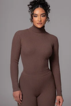 JLUXLABEL Chocolate Arlett Turtleneck Bodysuit