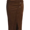 JLUXLABEL Chocolate Audrey Suede Midi Skirt
