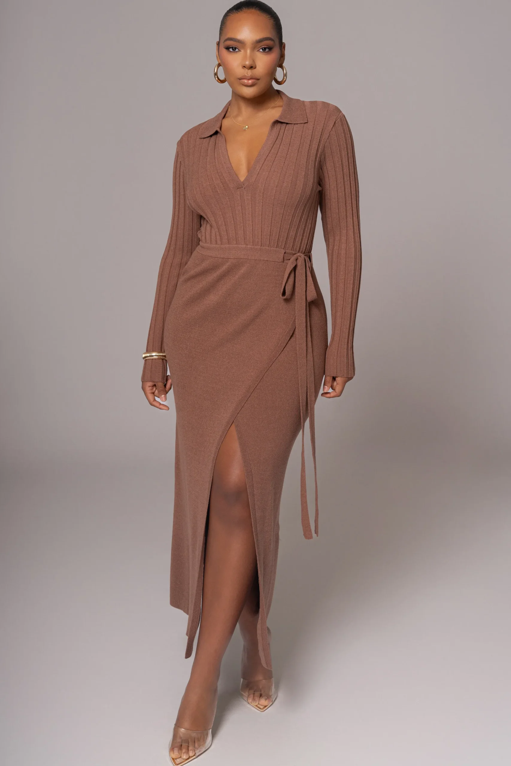 JLUXLABEL Chocolate Emma Knit Maxi Dress
