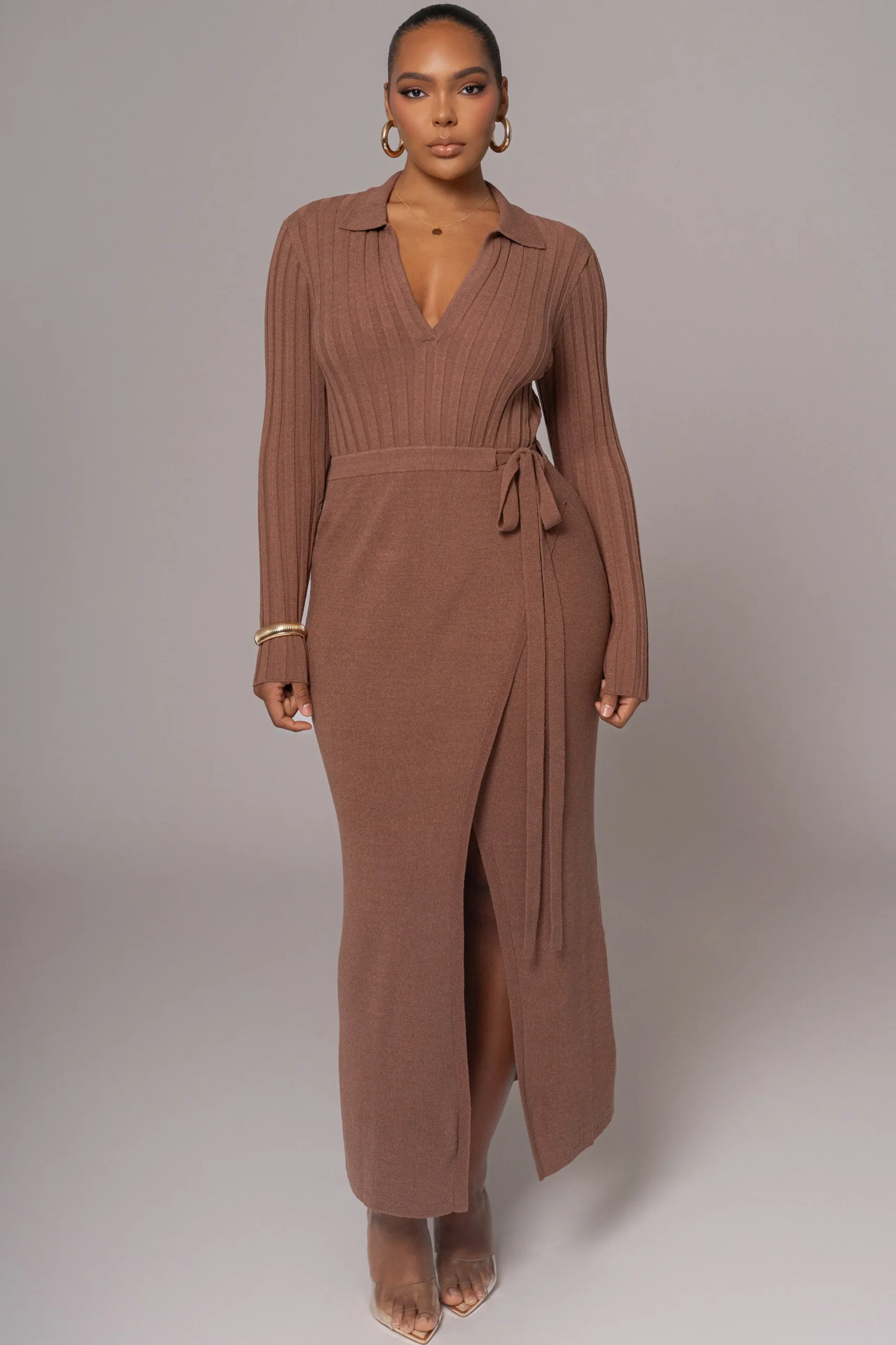 JLUXLABEL Chocolate Emma Knit Maxi Dress