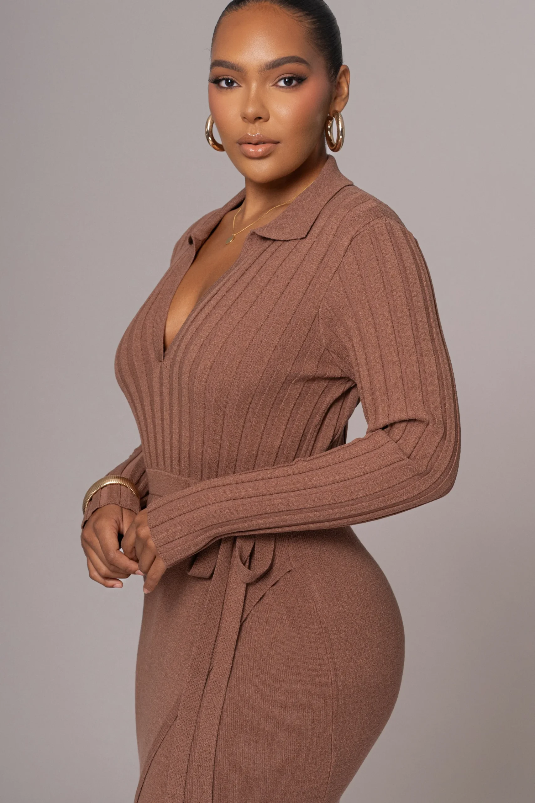 JLUXLABEL Chocolate Emma Knit Maxi Dress