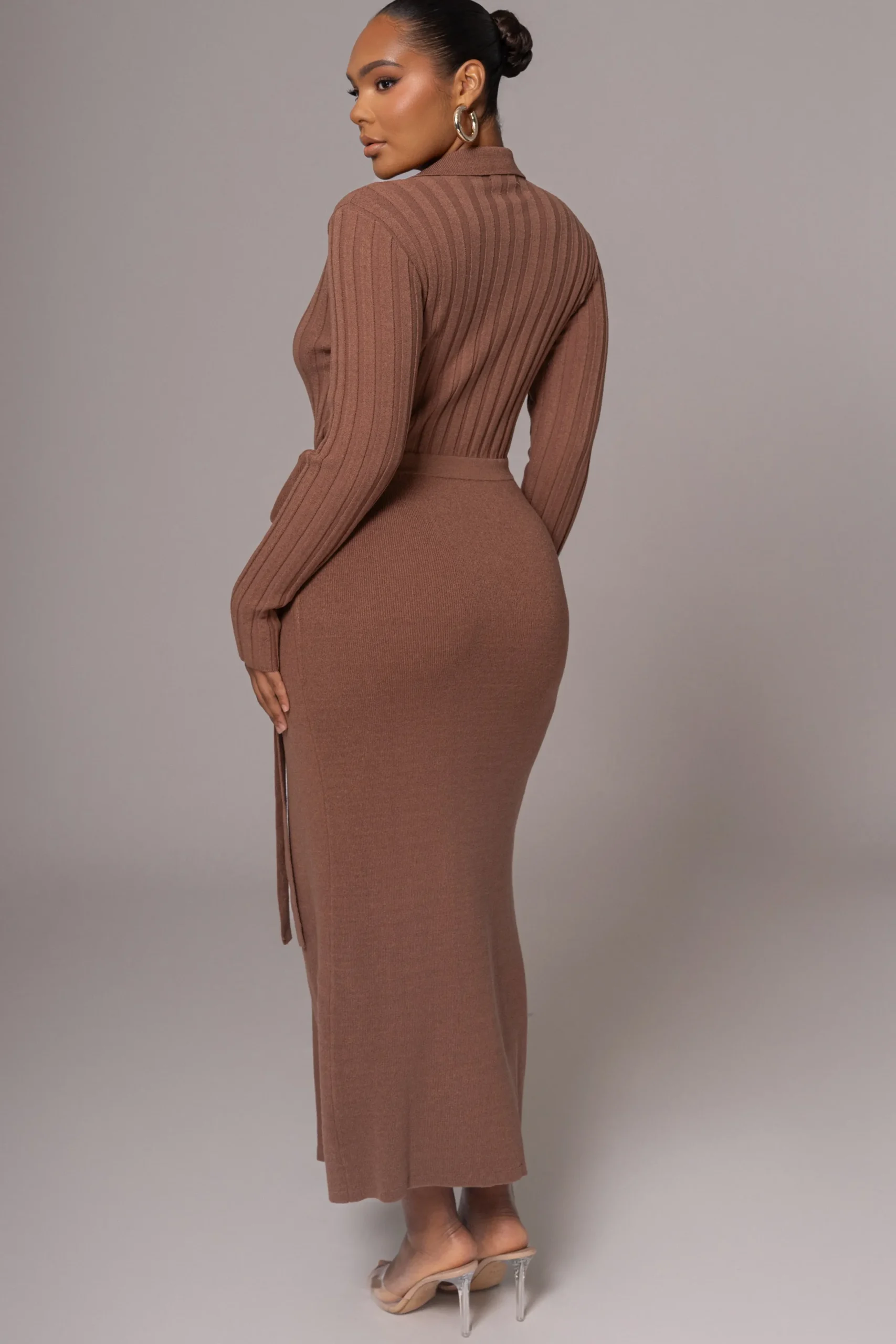 JLUXLABEL Chocolate Emma Knit Maxi Dress