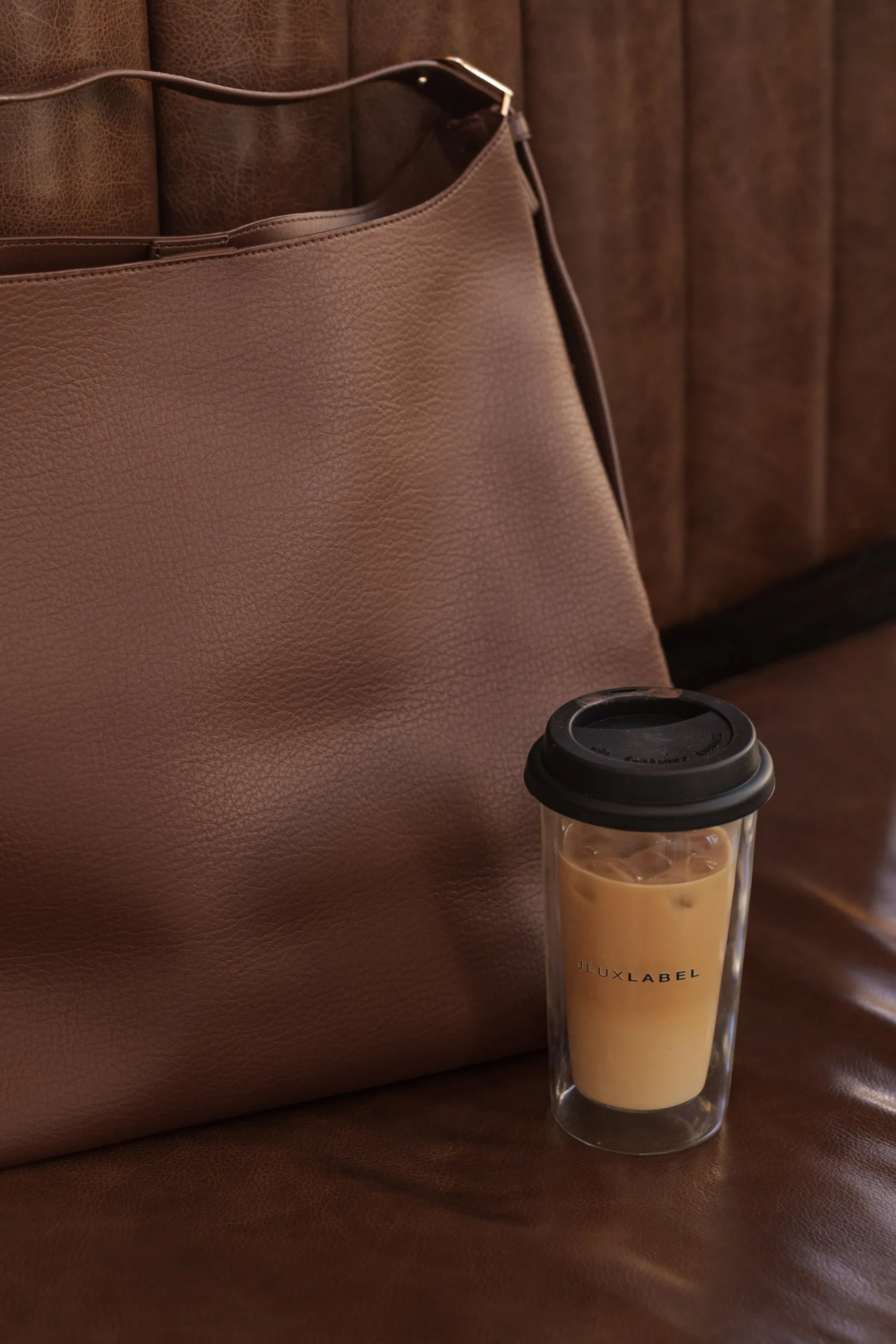 JLUXLABEL Chocolate Faux Leather Bag Set