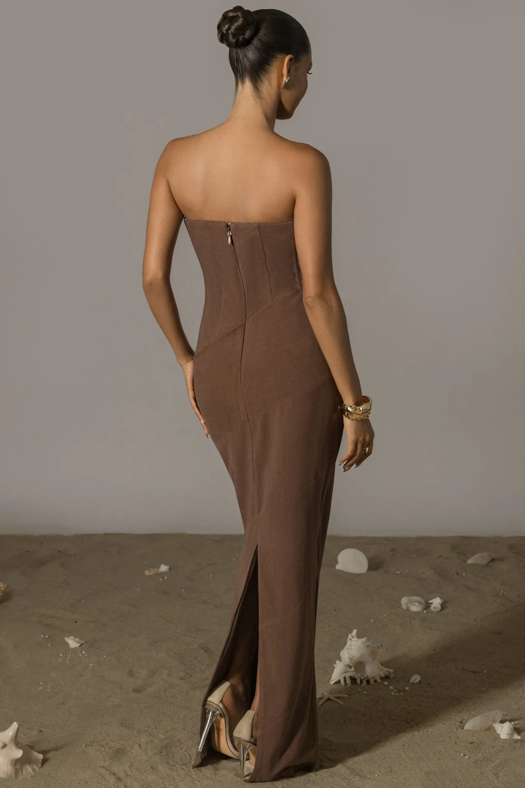 JLUXLABEL Chocolate Journey Linen Maxi Dress