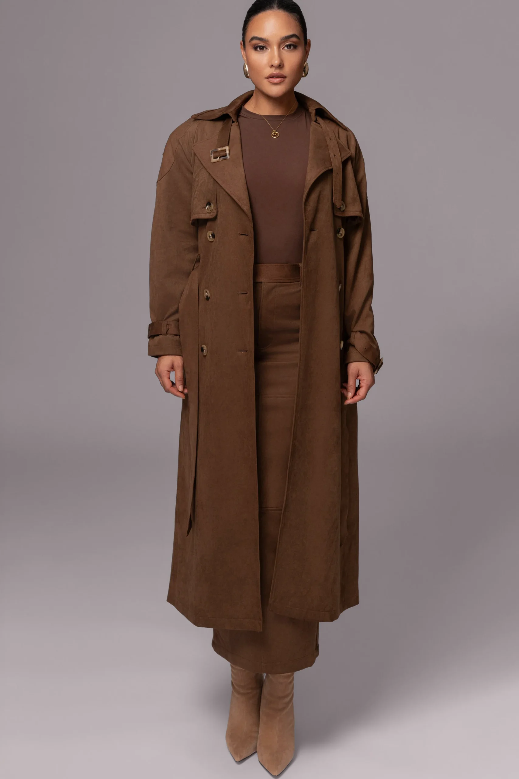 JLUXLABEL Chocolate Joy Suede Maxi Skirt