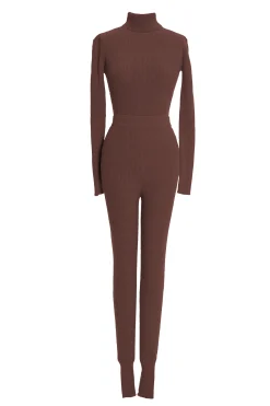 JLUXLABEL Chocolate Naaya Ribbed Leggings