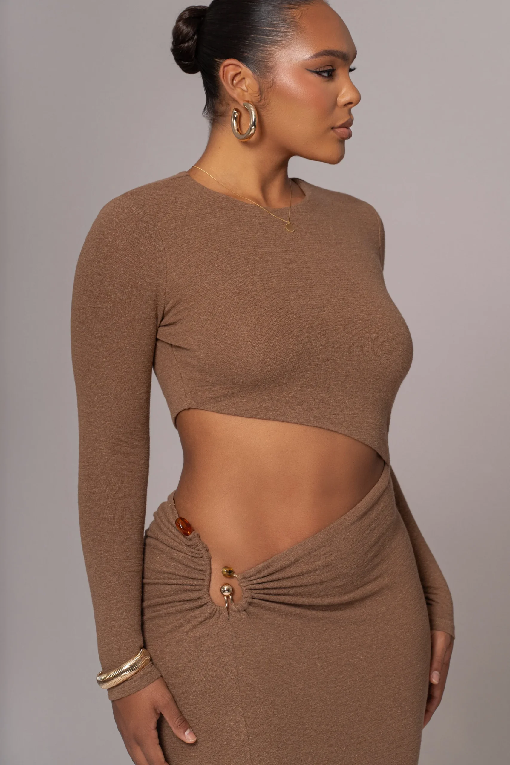 JLUXLABEL Chocolate Summer Romance Cutout Dress