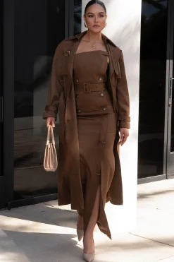 JLUXLABEL Chocolate Xena Suede Maxi Dress
