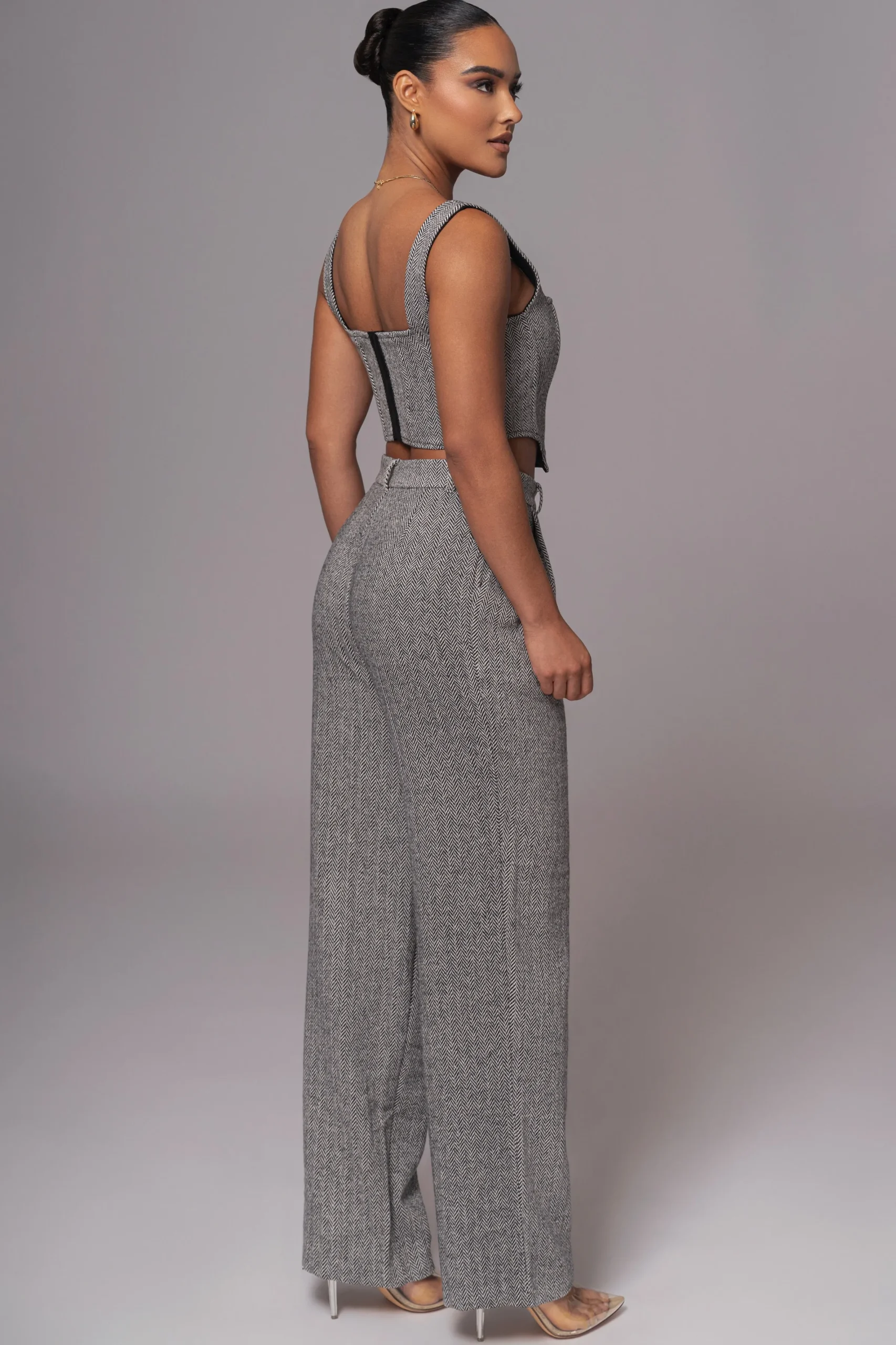 JLUXLABEL Classic Herringbone Corset Top