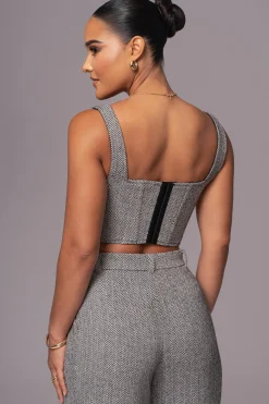 JLUXLABEL Classic Herringbone Corset Top
