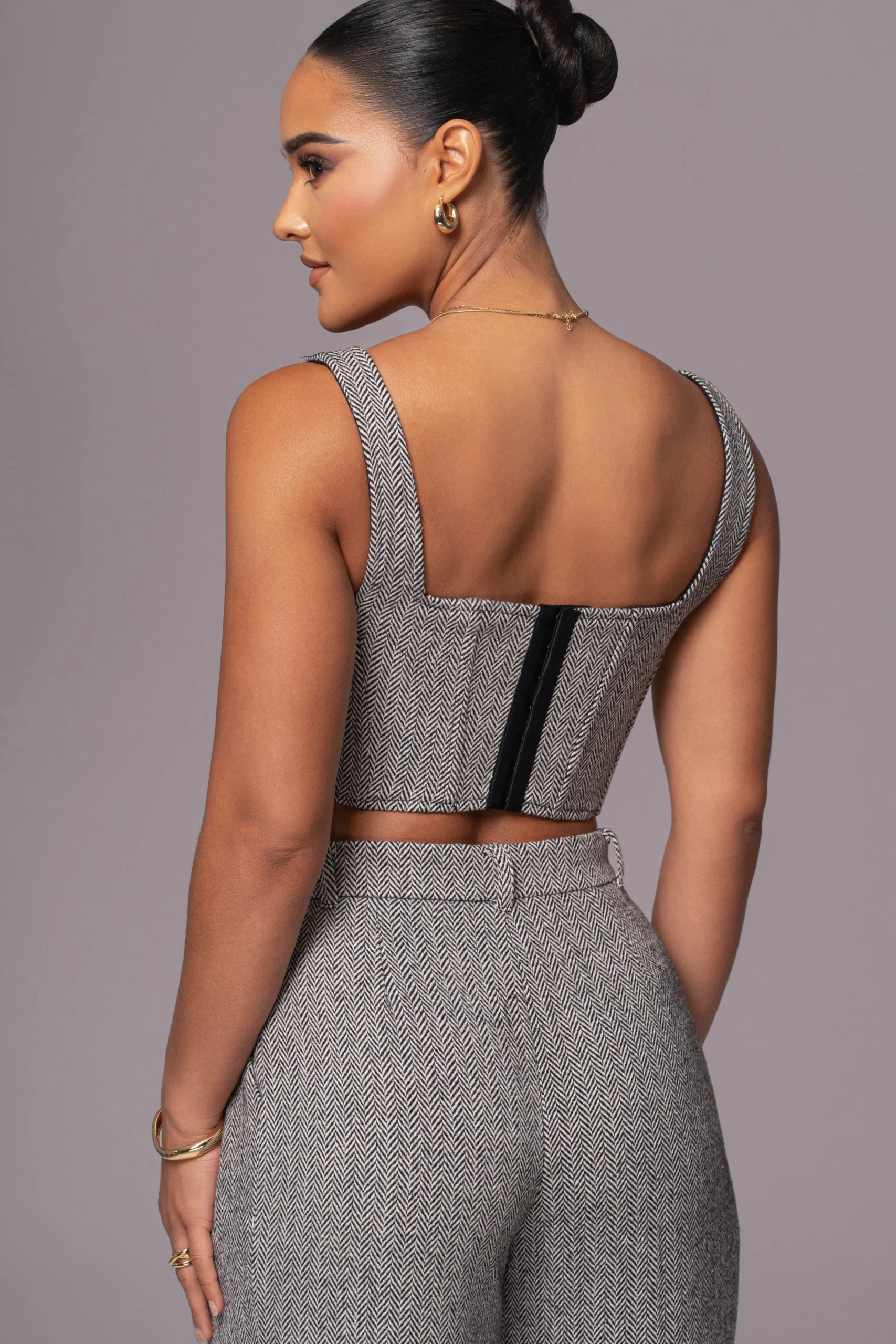 JLUXLABEL Classic Herringbone Corset Top