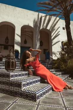 JLUXLABEL Coral Brighter Days Linen Maxi Dress