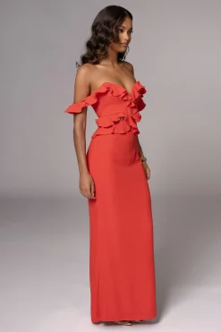JLUXLABEL Coral Brighter Days Linen Maxi Dress