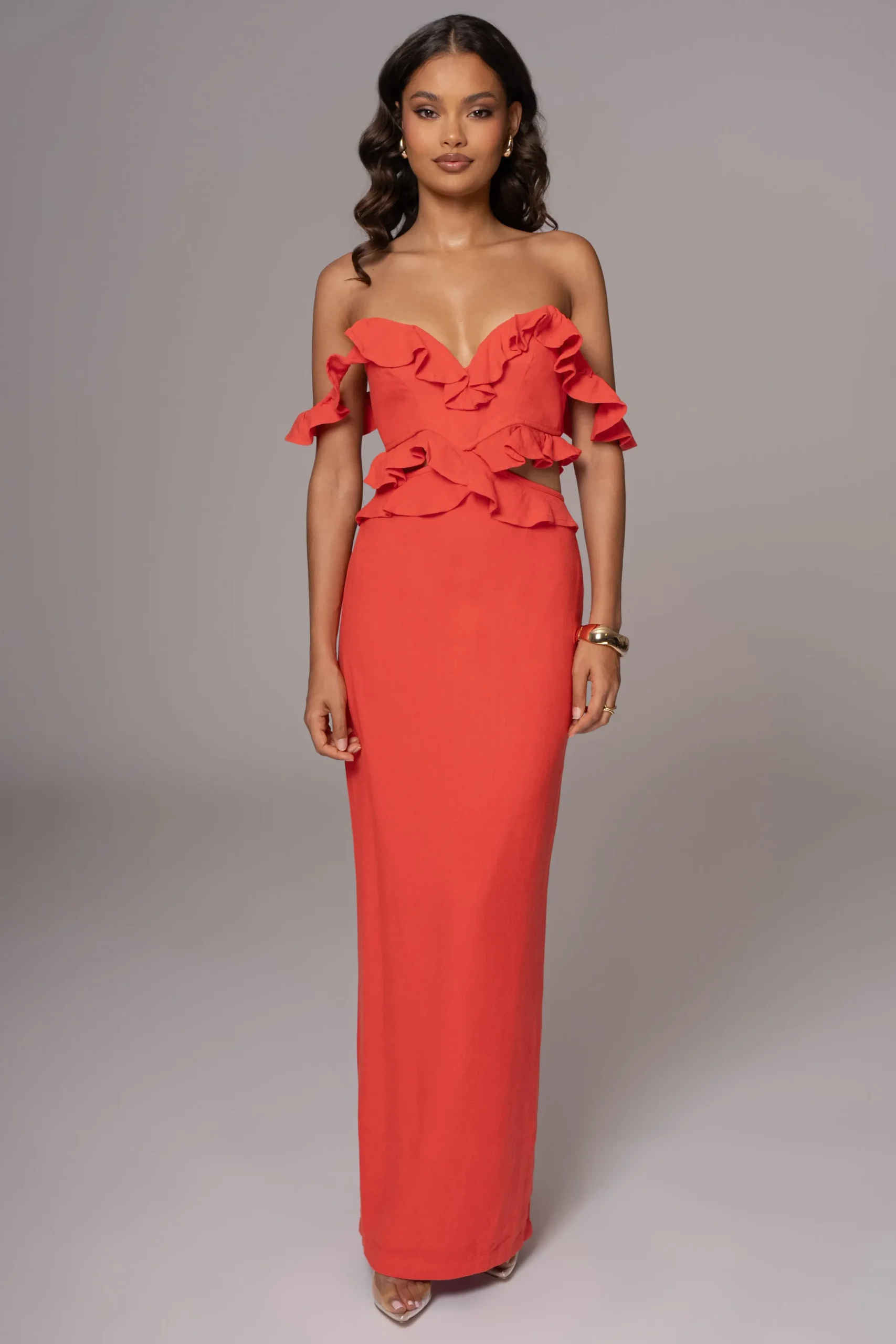 JLUXLABEL Coral Brighter Days Linen Maxi Dress