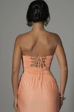 JLUXLABEL Coral Celestial Drape Maxi Dress