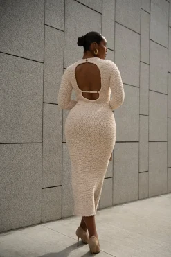 JLUXLABEL Cream Autumn Knit Maxi Dress