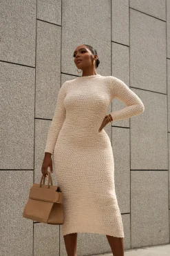 JLUXLABEL Cream Autumn Knit Maxi Dress