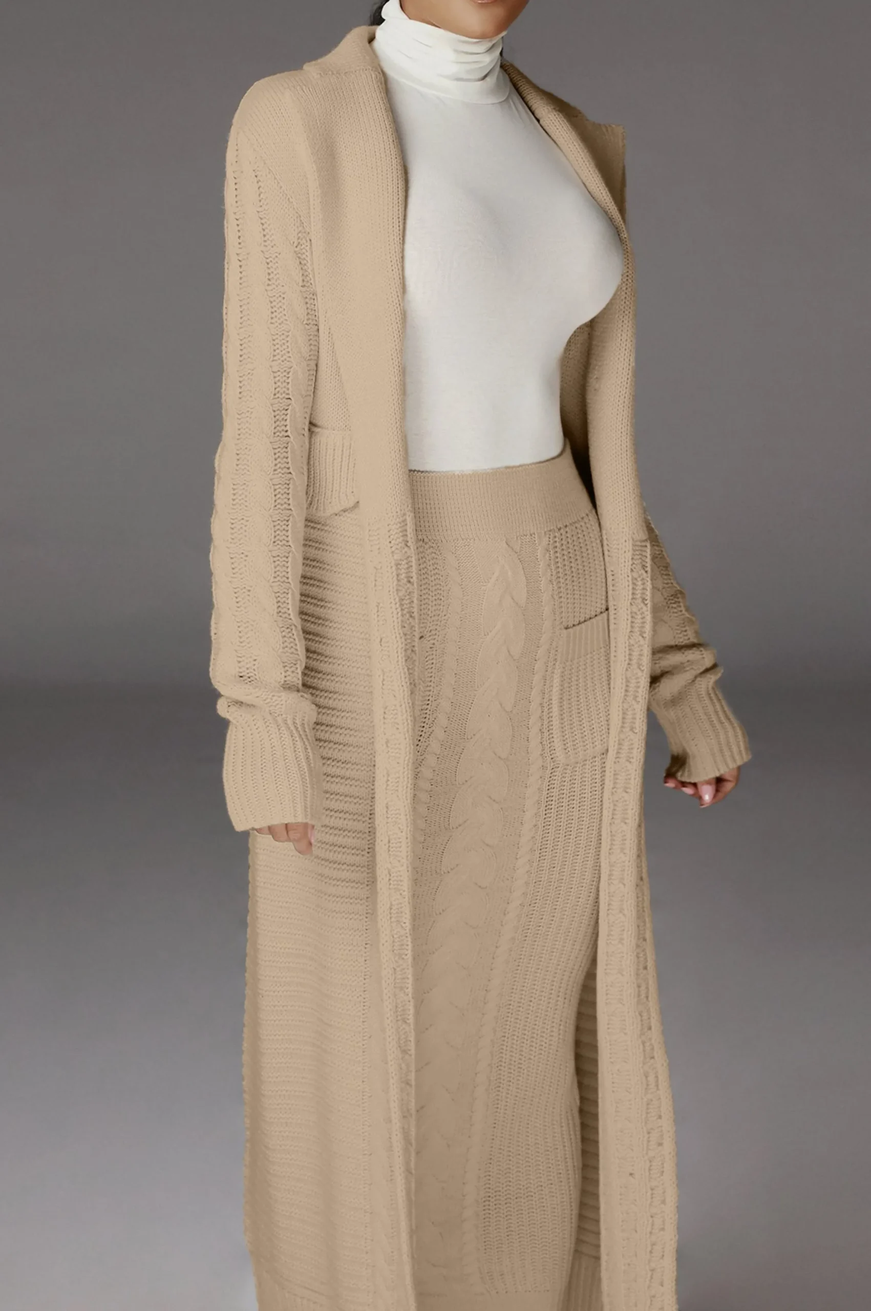 JLUXLABEL Cream Evana Cable Knit Cardigan