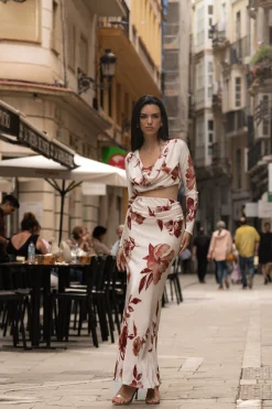 JLUXLABEL Cream Floral Haidyn Skirt Set