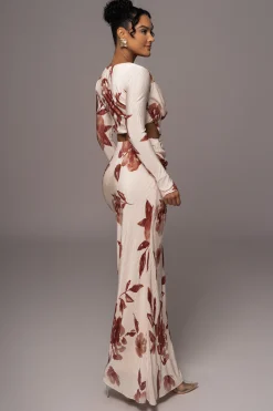 JLUXLABEL Cream Floral Haidyn Skirt Set