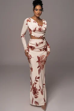 JLUXLABEL Cream Floral Haidyn Skirt Set