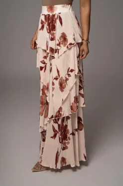 JLUXLABEL Cream Floral Kamira Tiered Skirt