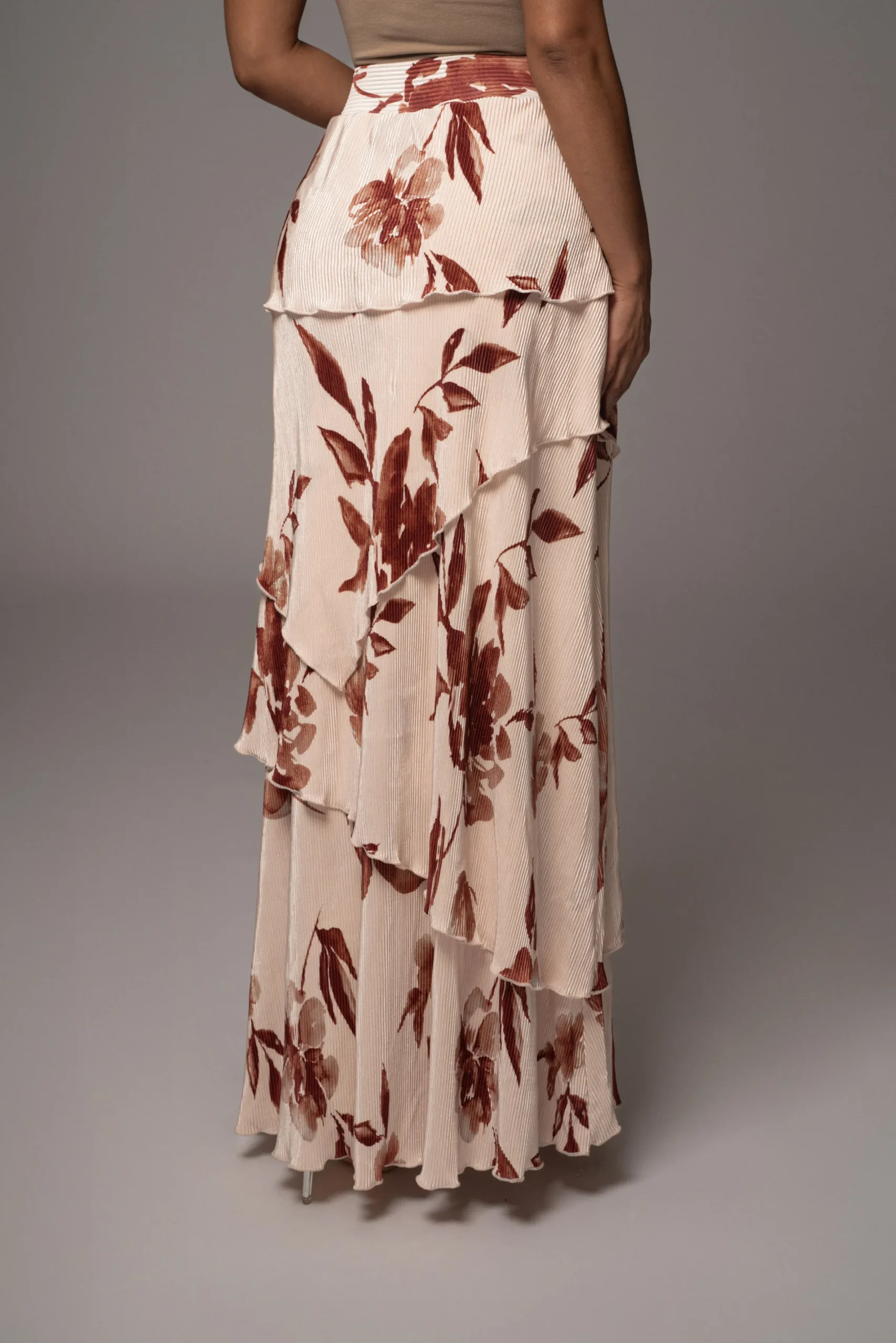 JLUXLABEL Cream Floral Kamira Tiered Skirt