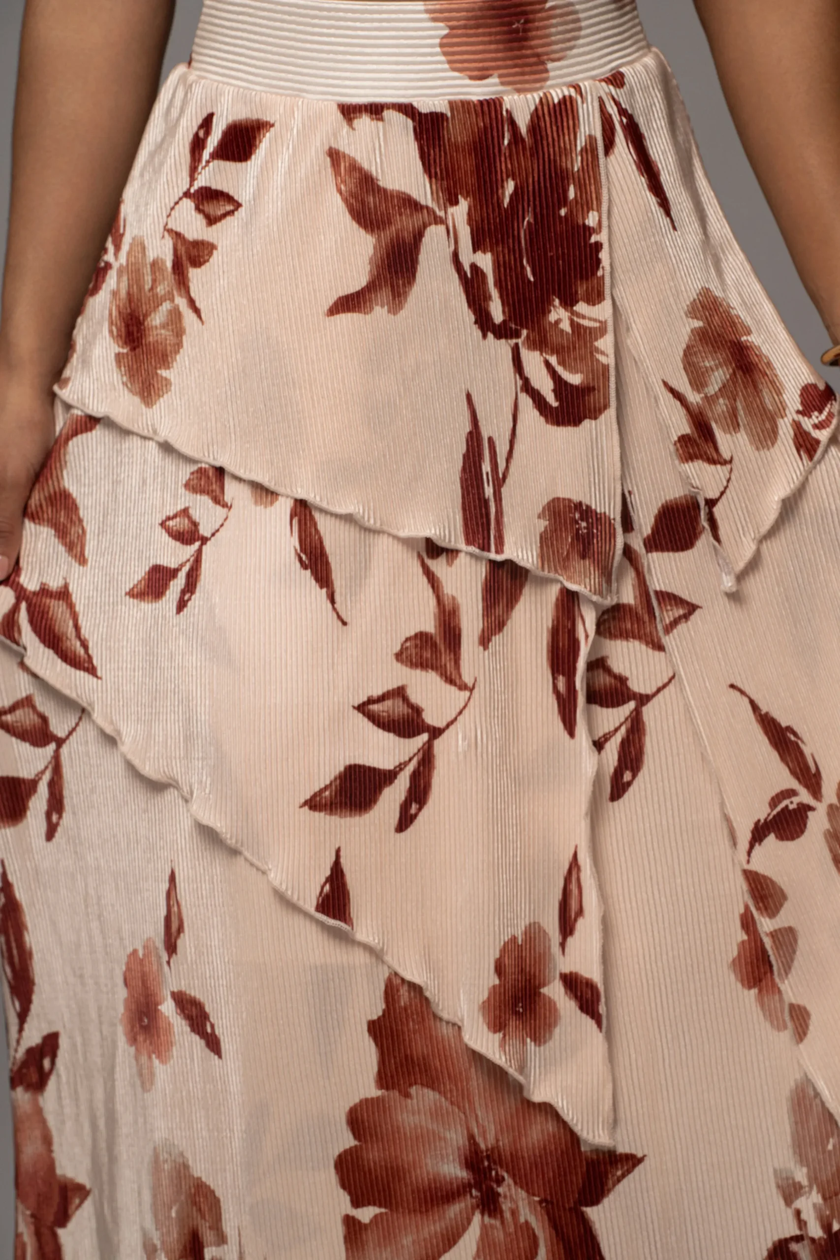JLUXLABEL Cream Floral Kamira Tiered Skirt