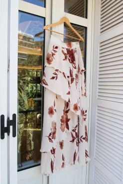 JLUXLABEL Cream Floral Kamira Tiered Skirt